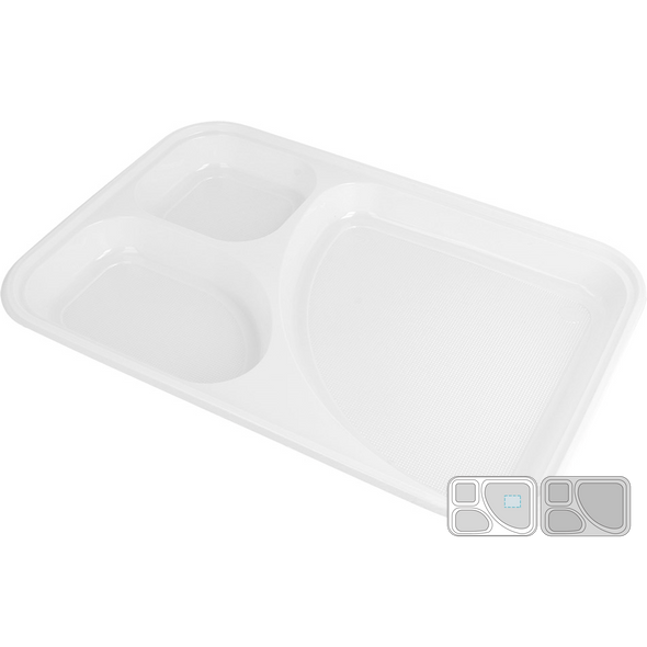 Vassoio "Take Away" con 3 Scomparti Bianco PS Vassoio "Take Away" con 3 Scomparti Bianco PS